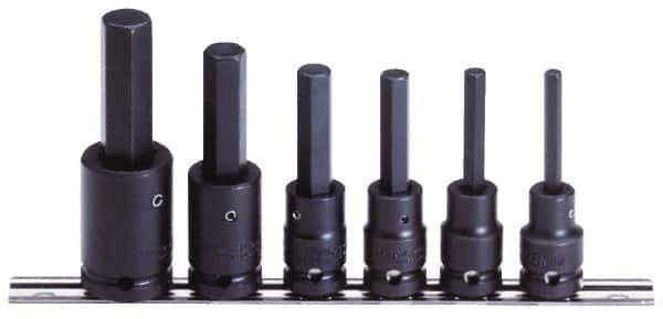 Proto - 6 Piece 1/2" Drive Metric Impact Hex Bit Socket Set - 6 to 17mm Hex - Eagle Tool & Supply