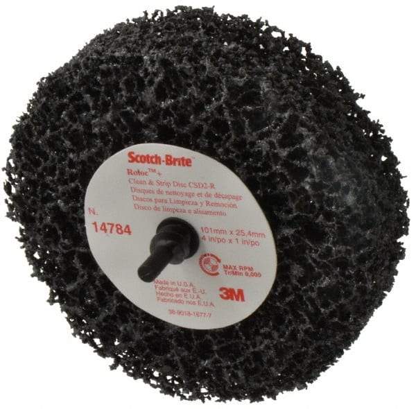3M - 4" Very Coarse Grade Silicon Carbide Deburring Disc - 1" Center Hole, Arbor Connection, Black, 8,000 Max RPM - Eagle Tool & Supply