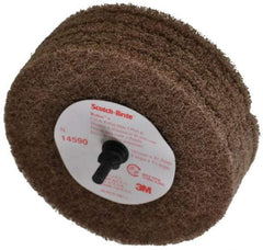 3M - 4" Medium Grade Aluminum Oxide Deburring Disc - 1/4" Shank Diam, Shank Connection, Tan, 6,000 Max RPM - Eagle Tool & Supply