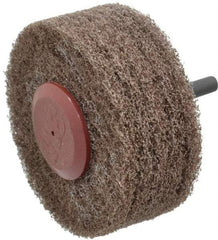 3M - 3" Medium Grade Aluminum Oxide Deburring Disc - 1/4" Shank Diam, Shank Connection, Tan, 10,000 Max RPM - Eagle Tool & Supply