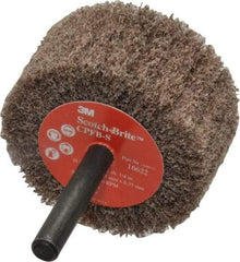 3M - 2" Diam x 1" Face Width, Medium Aluminum Oxide Nonwoven Mounted Flap Wheel - 1/4" Shank Mount, 12,000 Max RPM - Eagle Tool & Supply