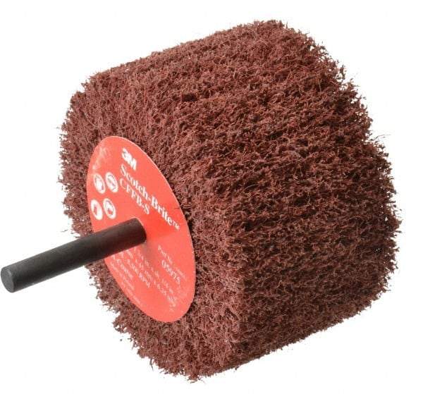 3M - 3" Diam x 1-3/4" Face Width, Coarse Aluminum Oxide Nonwoven Mounted Flap Wheel - 1/4" Shank Mount, 8,500 Max RPM - Eagle Tool & Supply