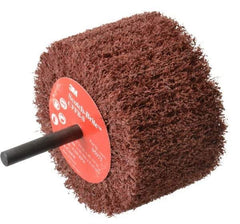 3M - 3" Diam x 1-3/4" Face Width, Coarse Aluminum Oxide Nonwoven Mounted Flap Wheel - 1/4" Shank Mount, 8,500 Max RPM - Eagle Tool & Supply