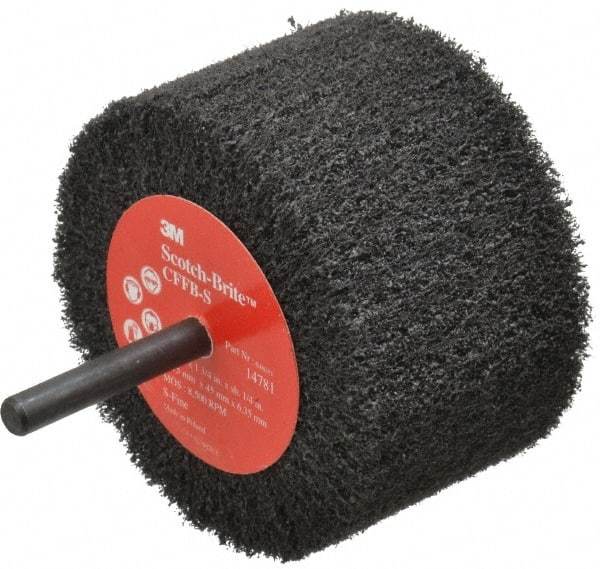 3M - 3" Diam x 1-3/4" Face Width, Fine Silicon Carbide Nonwoven Mounted Flap Wheel - 1/4" Shank Mount, 8,500 Max RPM - Eagle Tool & Supply