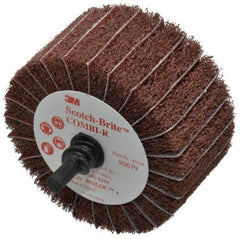3M - 2-1/2" Diam x 1-1/4" Face Width, Fine Aluminum Oxide Nonwoven & Coated Mounted Flap Wheel - Roloc Mount, 120 Grit, X Weighted Backing, 7,000 Max RPM - Eagle Tool & Supply