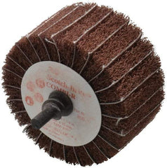 3M - 2-1/2" Diam x 1-1/4" Face Width, Very Fine Aluminum Oxide Nonwoven & Coated Mounted Flap Wheel - Roloc Mount, 180 Grit, X Weighted Backing, 7,000 Max RPM - Eagle Tool & Supply