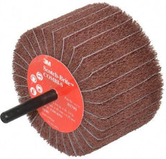 3M - 3" Diam x 1-3/4" Face Width, Very Fine Aluminum Oxide Coated Mounted Flap Wheel - 1/4" Shank Mount, 180 Grit, X Weighted Backing, 7,500 Max RPM - Eagle Tool & Supply