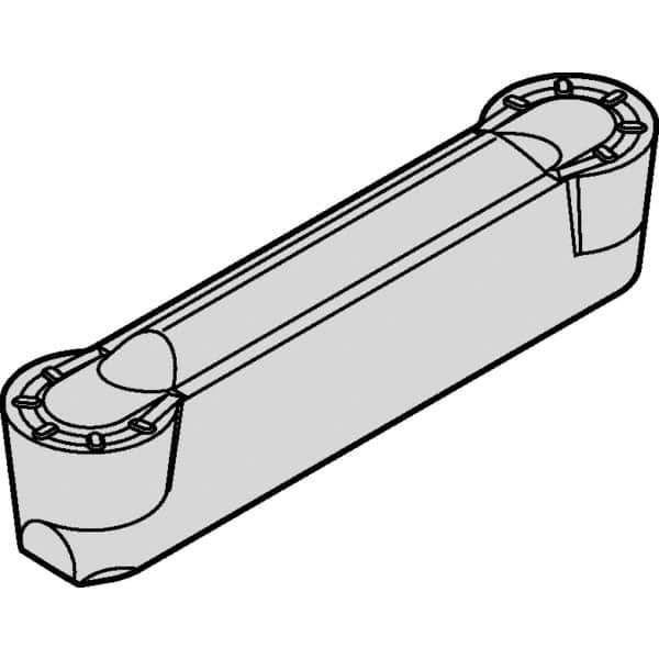 Kennametal - 4A4R-P GMN Grade KCP25, 4.05mm Cutting Width Carbide Grooving Insert - 3.45mm Max Depth of Cut, Neutral, 0.0797" Corner Radius, TiN Finish - Eagle Tool & Supply