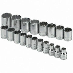 SK - 1/2" Drive Standard Socket Set - 10 to 28mm, Metric Measurement Standard - Eagle Tool & Supply