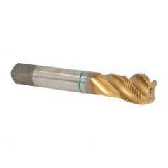 Guhring - 3/4-16 UNF 4 Flute 2B Modified Bottoming Spiral Flute Tap - Cobalt, TiN Finish, 4-1/4" OAL, Right Hand Flute, Right Hand Thread, Series 3923 - Eagle Tool & Supply