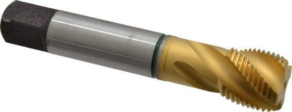 Guhring - 1-12 UNF 4 Flute 2B Modified Bottoming Spiral Flute Tap - Cobalt, TiN Finish, 5-1/8" OAL, Right Hand Flute, Right Hand Thread, Series 3923 - Eagle Tool & Supply