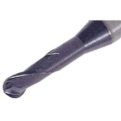 Iscar - 5mm Diam, 7.5mm LOC, 2 Flute Solid Carbide Ball End Mill - TiAlN Finish, Single End, 70mm OAL, 6mm Shank Diam, Spiral Flute - Eagle Tool & Supply