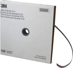3M - 1" x 50 Yd 100 Grit Aluminum Oxide Cloth Roll - Fine Grade, J Weighted Backing - Eagle Tool & Supply