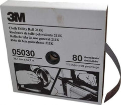 3M - 1-1/2" x 50 Yd 80 Grit Aluminum Oxide Cloth Roll - Medium Grade, J Weighted Backing - Eagle Tool & Supply