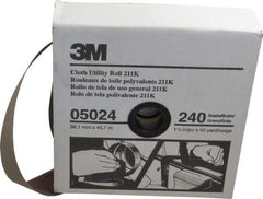 3M - 1-1/2" x 50 Yd 240 Grit Aluminum Oxide Cloth Roll - Very Fine Grade, J Weighted Backing - Eagle Tool & Supply
