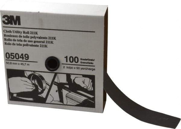 3M - 2" x 50 Yd 100 Grit Aluminum Oxide Cloth Roll - Fine Grade, J Weighted Backing - Eagle Tool & Supply