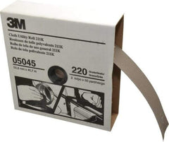 3M - 2" x 50 Yd 220 Grit Aluminum Oxide Cloth Roll - Very Fine Grade, J Weighted Backing - Eagle Tool & Supply