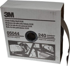 3M - 2" x 50 Yd 240 Grit Aluminum Oxide Cloth Roll - Very Fine Grade, J Weighted Backing - Eagle Tool & Supply