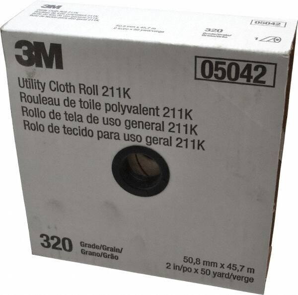 3M - 2" x 50 Yd 320 Grit Aluminum Oxide Cloth Roll - Extra Fine Grade, J Weighted Backing - Eagle Tool & Supply