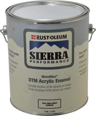Rust-Oleum - 1 Gal Semi Gloss Black Acrylic Enamel - 180 to 545 Sq Ft/Gal Coverage, <0 g/L VOC Content, Direct to Metal - Eagle Tool & Supply