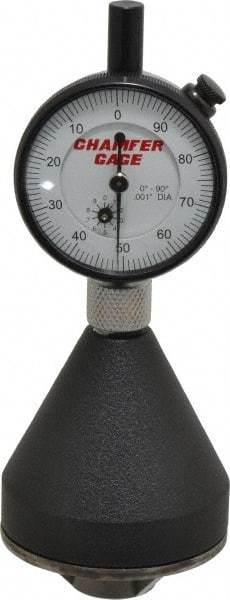 SPI - 1 to 2", 0 to 90° Included Angle, Internal Chamfer Gage - White Hardened Tool Steel (Plunger), 3 Blade & Conical Plunger, 0.001" Accuracy, 0.001" Graduation - Eagle Tool & Supply