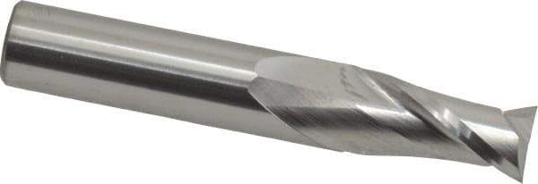M.A. Ford - 1/2", 1" LOC, 1/2" Shank Diam, 3" OAL, 2 Flute, Solid Carbide Square End Mill - Single End, Uncoated, Spiral Flute, 30° Helix, Centercutting, Right Hand Cut, Right Hand Flute, Series 121 - Eagle Tool & Supply