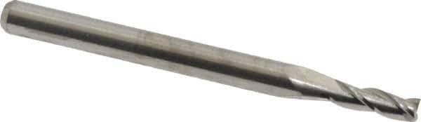 M.A. Ford - 3/32", 9/32" LOC, 1/8" Shank Diam, 1-1/2" OAL, 3 Flute, Solid Carbide Square End Mill - Single End, Uncoated, Spiral Flute, 30° Helix, Centercutting, Right Hand Cut, Right Hand Flute, Series 116 - Eagle Tool & Supply