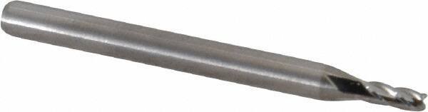 M.A. Ford - 5/64", 3/16" LOC, 1/8" Shank Diam, 1-1/2" OAL, 4 Flute, Solid Carbide Square End Mill - Single End, Uncoated, Spiral Flute, 30° Helix, Centercutting, Right Hand Cut, Right Hand Flute, Series 111 - Eagle Tool & Supply