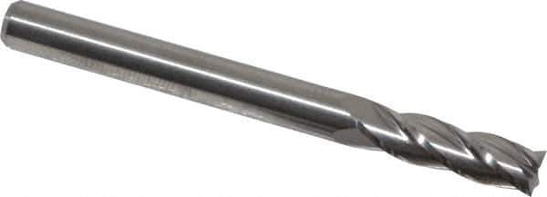 M.A. Ford - 3/16", 5/8" LOC, 3/16" Shank Diam, 2" OAL, 4 Flute, Solid Carbide Square End Mill - Single End, Uncoated, Spiral Flute, 30° Helix, Centercutting, Right Hand Cut, Right Hand Flute, Series 111 - Eagle Tool & Supply