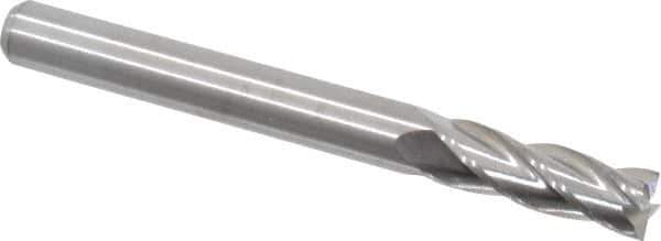 M.A. Ford - 1/4", 3/4" LOC, 1/4" Shank Diam, 2-1/2" OAL, 4 Flute, Solid Carbide Square End Mill - Single End, Uncoated, Spiral Flute, 30° Helix, Centercutting, Right Hand Cut, Right Hand Flute, Series 111 - Eagle Tool & Supply