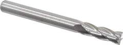 M.A. Ford - 1/4", 3/4" LOC, 1/4" Shank Diam, 2-1/2" OAL, 4 Flute, Solid Carbide Square End Mill - Single End, Uncoated, Spiral Flute, 30° Helix, Centercutting, Right Hand Cut, Right Hand Flute, Series 111 - Eagle Tool & Supply