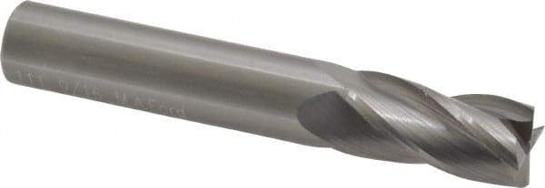 M.A. Ford - 9/16", 1-1/8" LOC, 9/16" Shank Diam, 3-1/2" OAL, 4 Flute, Solid Carbide Square End Mill - Single End, Uncoated, Spiral Flute, 30° Helix, Centercutting, Right Hand Cut, Right Hand Flute, Series 111 - Eagle Tool & Supply
