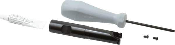Tungaloy - 3/4" Cut Diam, 0.06" Max Depth, 3/4" Shank Diam, Weldon Shank Indexable High-Feed End Mill - Screw Holding Method, WPM. 05H3.. Insert, EXP Toolholder - Eagle Tool & Supply