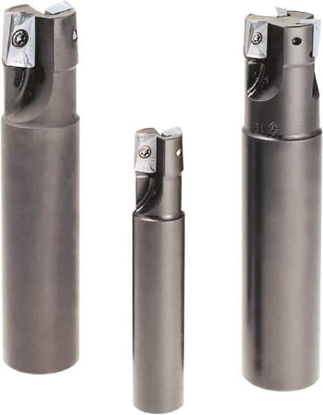 Tungaloy - 1" Cut Diam, 0.642" Max Depth of Cut, 1" Shank Diam, 3.74" OAL, Indexable Square Shoulder End Mill - ASMT 1705.. Inserts, Weldon Shank, 90° Lead Angle - Eagle Tool & Supply