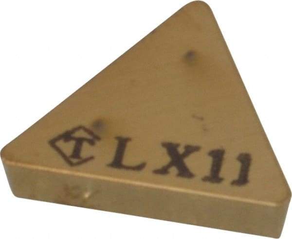 Tungaloy - TPGN322 Grade LX11 Ceramic Turning Insert - TiN Finish, 60° Triangle, 3/8" Inscr Circle, 1/8" Thick, 1/32" Corner Radius - Eagle Tool & Supply