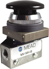Mead - 0.11 CV Rate, 3 Way Pilot Air Valve - Mushroom Head Actuator - Eagle Tool & Supply