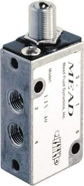 Mead - 0.24 CV Rate, 4 Way Control Light Touch Valve - Ball Roller Actuator - Eagle Tool & Supply