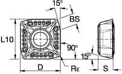 Kennametal - SDPT435 GB Grade KC725M Carbide Milling Insert - TiN/TiCN/TiN Finish, 3/16" Thick, 1/2" Inscribed Circle, 1.98mm Corner Radius - Eagle Tool & Supply