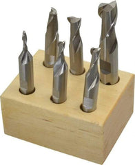 Interstate - 1/8 to 1/2", 2 Flute Square End Mill Set - Uncoated, High Speed Steel, Double End, 3/8, 1/2" Shank Diam, Centercutting - Eagle Tool & Supply