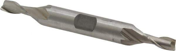 Interstate - 7/32", 1/2" LOC, 3/8" Shank Diam, 3-1/8" OAL, 2 Flute, High Speed Steel Square End Mill - Double End, Uncoated, Spiral Flute, 30° Helix, Centercutting, Right Hand Cut, Right Hand Flute - Eagle Tool & Supply