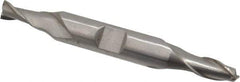 Interstate - 1/4", 1/2" LOC, 3/8" Shank Diam, 3-1/8" OAL, 2 Flute, High Speed Steel Square End Mill - Double End, Uncoated, Spiral Flute, 30° Helix, Centercutting, Right Hand Cut, Right Hand Flute - Eagle Tool & Supply