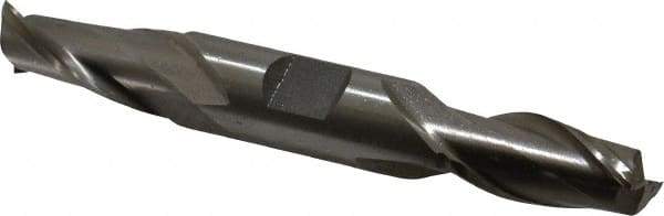 Interstate - 9/16", 1-1/8" LOC, 5/8" Shank Diam, 4-1/2" OAL, 2 Flute, High Speed Steel Square End Mill - Double End, Uncoated, Spiral Flute, 30° Helix, Centercutting, Right Hand Cut, Right Hand Flute - Eagle Tool & Supply