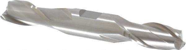 Interstate - 11/16", 1-5/16" LOC, 3/4" Shank Diam, 5" OAL, 2 Flute, High Speed Steel Square End Mill - Double End, Uncoated, Spiral Flute, 30° Helix, Centercutting, Right Hand Cut, Right Hand Flute - Eagle Tool & Supply