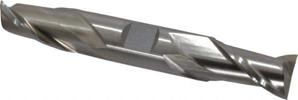 Interstate - 3/4", 1-5/16" LOC, 3/4" Shank Diam, 5" OAL, 2 Flute, High Speed Steel Square End Mill - Double End, Uncoated, Spiral Flute, 30° Helix, Centercutting, Right Hand Cut, Right Hand Flute - Eagle Tool & Supply