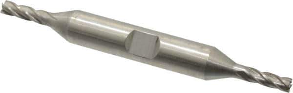 Interstate - 5/32", 7/16" LOC, 3/8" Shank Diam, 3-1/8" OAL, 4 Flute, High Speed Steel Square End Mill - Double End, Uncoated, Spiral Flute, 30° Helix, Right Hand Cut, Right Hand Flute - Eagle Tool & Supply