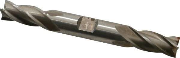 Interstate - 15/32", 1" LOC, 1/2" Shank Diam, 4-1/8" OAL, 4 Flute, High Speed Steel Square End Mill - Double End, Uncoated, Spiral Flute, 30° Helix, Right Hand Cut, Right Hand Flute - Eagle Tool & Supply