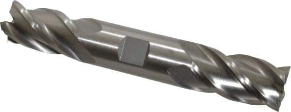 Interstate - 1", 1-7/8" LOC, 1" Shank Diam, 6-3/8" OAL, 4 Flute, High Speed Steel Square End Mill - Double End, Uncoated, Spiral Flute, 30° Helix, Centercutting, Right Hand Cut, Right Hand Flute - Eagle Tool & Supply
