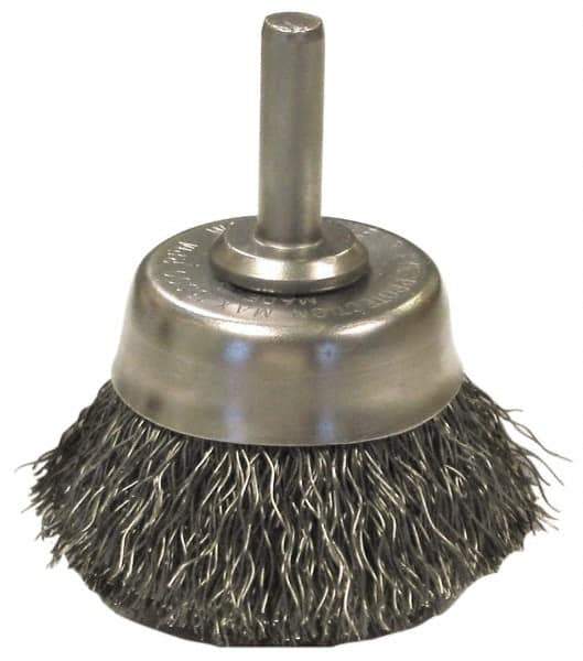 Anderson - 1-3/4" Brush Diam, Crimped, End Brush - 1/4" Diam Shank, 13,000 Max RPM - Eagle Tool & Supply