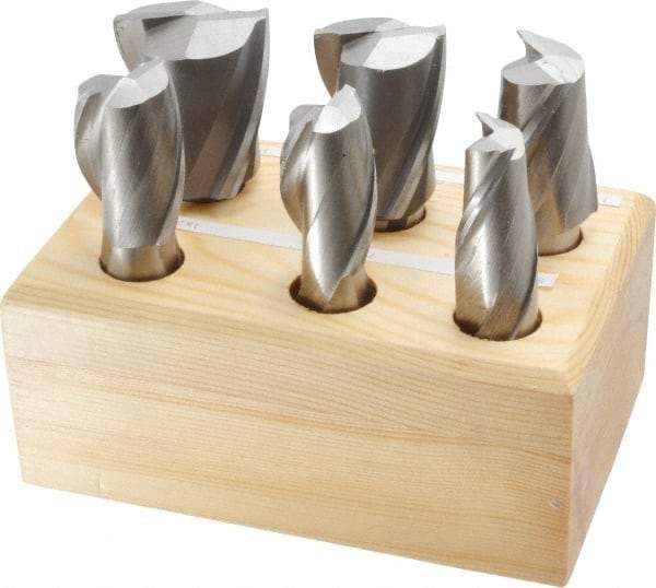 Interstate - 3/4 to 1-1/2", 2 Flute Square End Mill Set - Uncoated, High Speed Steel, Single End, 3/4" Shank Diam, Centercutting - Eagle Tool & Supply