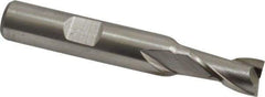 Interstate - 21/64", 9/16" LOC, 3/8" Shank Diam, 2-3/8" OAL, 2 Flute, High Speed Steel Square End Mill - Single End, Uncoated, Spiral Flute, 30° Helix, Centercutting, Right Hand Cut, Right Hand Flute - Eagle Tool & Supply